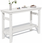 SERWALL 41" Outdoor Bar Table with 1.6" Umbrella Hole, HDPE Patio Bar Counter Height Table, All-Weather Rectangle Bar Table for Backyard, Garden, Poolside, Balcony - White
