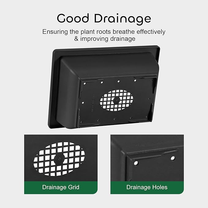 Rectangle Bonsai Pots, 3 Pack 6.5 Inch Black Plastic with Drainage Trays