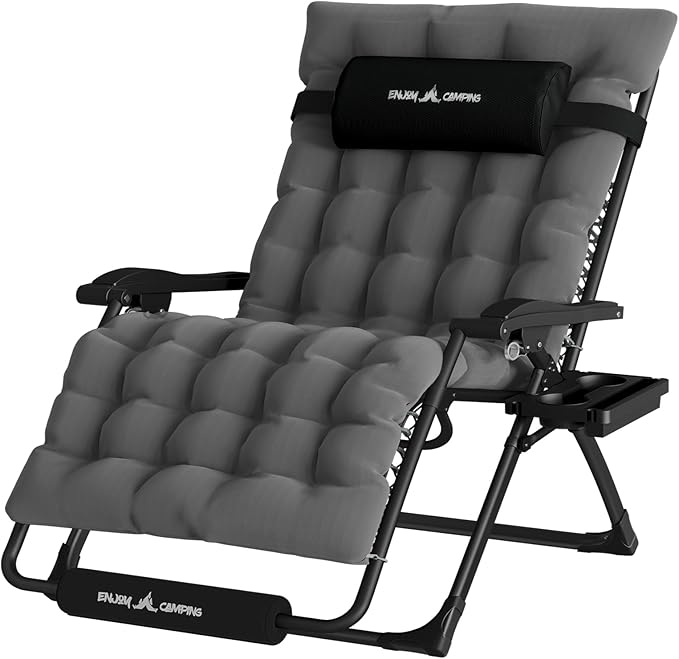 Oversized Zero Gravity Chair, 33In XXL Patio – Dark Grey, 33In