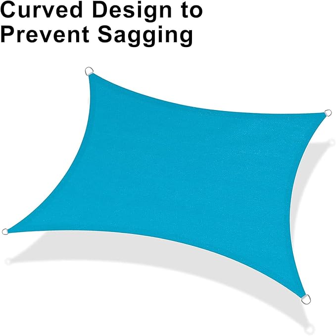 LOVE STORY 10' x 20' Sun Shade Sails Patio Covers Sun Shades Outdoor Garden Backyard Deck Shade Fabric, Turquoise Blue
