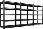 Set of 3 Garage Shelving-2050 lbs 5 Tier Storage Shelves,Adjustable Heavy Duty Metal Shelving Unit and Storage Large Rack,Utility Steel Shelf for Warehouse Industrial Pantry Basement 71"x46"x20"