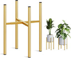 Adjustable Metal Plant Stand Indoor, Mid Century Modern Outdoor Planter Holder for 8 to 14 Inch Pots, Heavy Duty 160 LB Load, Corner Floor Stand for Home Garden Decor Golden