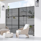 Casaphoria Metal Privacy Screen Outdoor, 72" H x 47" W Freestanding Decorative Privacy Screen for Patio Deck Balcony Garden with Stable Base, Black-Cross Stripe