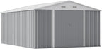 Greesum 10×14 FT Outdoor Storage Shed, Metal Storaged Sheds Without Floor, Tool Sheds with Lockable Doors and Sloping Roof for Garden, Patio, Gray