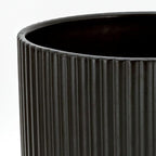 Amazon Basics Fluted Ceramic Round Planters with Drainage Hole, Indoor Outdoor Flower Pots, Assorted Sizes 6, 8, 10 inch, Set of 3, Black
