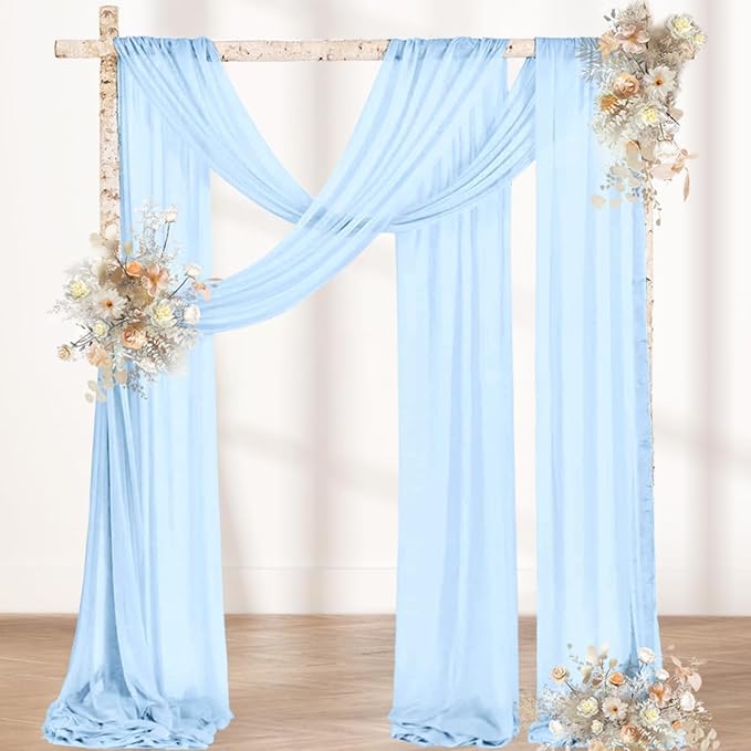 Outdoor Curtains: Sheer Sky Gauze Arch Drape, 2 Panels, 29 x 240 In