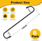 6 Pack 14 Inch Black Extra Matel Heavy Duty Hook for Hanging Plants,Large S Hooks for Hang Brsket,Bird House,Clothes,Kitchenware,Garden,Patio