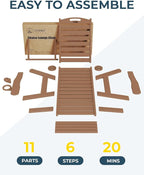 Outdoor Chaise Lounge Chair Set of 2, Patio Lounge Chairs for Outside, HDPE Lounge Chair with Wheels & Cup Holder, Poly Chair with 5 Position for Poolside, Deck, Brown