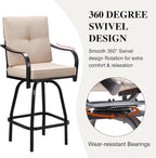 Patio Swivel Bar Stools, Outdoor Bar Height Swivel Chairs Set of 2 - Image 4