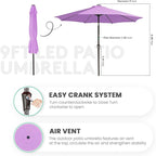 JEAREY 9FT Outdoor Patio Umbrella with Solar Lights, LED Lighted Pool Umbrella with Tilt and Crank, Outdoor Table Umbrellas for Deck, Yard & Market (Taro Purple)