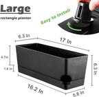 Self Watering Pots for Indoor Plants 17 Inches Window Boxes Planters Rectangular Flower Pots Rectangle Herb Pots Large Plant Pots with Drainage Holes and Saucers Windowsill Planter (4, Black)