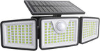 2500LM Solar Lights Outdoor with Motion Sensor,3 Head 270° Wide Angle Street Area Lights,IP65 Waterproof Security Lighting with 3 Modes(Remote,1 Pcs)