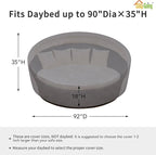 Easy-Going Heavy Duty 600D Outdoor Daybed Cover 92 Inch UV Resistant Patio Round Sofa Cover Waterproof Outdoor Canopy Daybed Sofa Cover with Air Vent 92" Dia x 35"/18" H, Grey