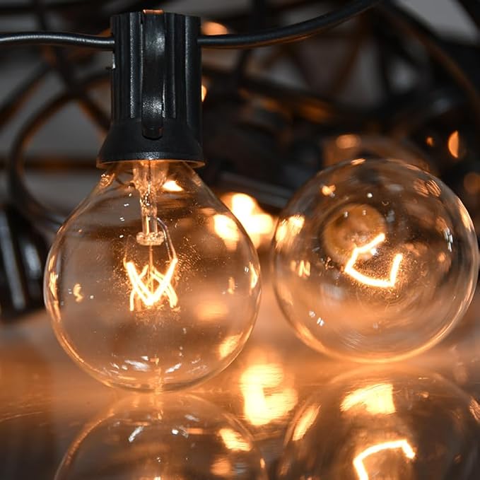 String Lights, 100 Ft Waterproof Outdoor with 105 Clear G40 Bulbs