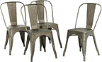 FDW Metal Chair Dining Chair Set of 4 Patio Chair Home Kitchen Chair 18 Inch Seat Height Dinning Room Chair Stackable Metal Bar Chairs Indoor Outdoor Chairs Tolix Bar Side Chair Dining Chair