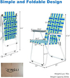 VINGLI Patio Lawn Webbed Folding Chairs 1 Piece, Outdoor Beach Chair Portable Dining Chair for Outdoor Yard, Garden (Blue, Classic)