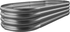 Land Guard 8×4×1 ft Galvanized Raised Garden Bed Kit，Raised Garden Boxes Outdoor, Oval Metal Raised Garden Beds for Vegetables（Grey）………