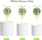 10/8/6 inch Deep Flower Pots, 3 Pack Cylinder Tall Plant Pots for Outdoor Indoor Plants, Large Decorative Plastic Planters with Drainage Holes and Saucers for Garden House Plants, White