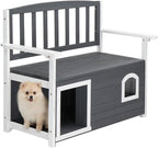 VINGLI Outdoor Storage Bench with Built-in Dog House, 2-in-1 Outdoor Waterproof Patio Bench with Pet Kennel for Patio Backyard Porch (Gray)