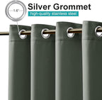 NICETOWN 2 Panels Long Outdoor Curtains for Patio Waterproof, Energy Saving Thermal Insulated Rustproof Grommet Sunlight Blocking Privacy Protect for Pool/Porch, W52 x L108, Greyish Green