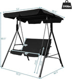Tangkula 2 Person Porch Swing, Outdoor Swing with Removable Cushions, Solid Steel Structure, Patio Swing with Adjustable Canopy for Porch, Backyard, Garden, Balcony
