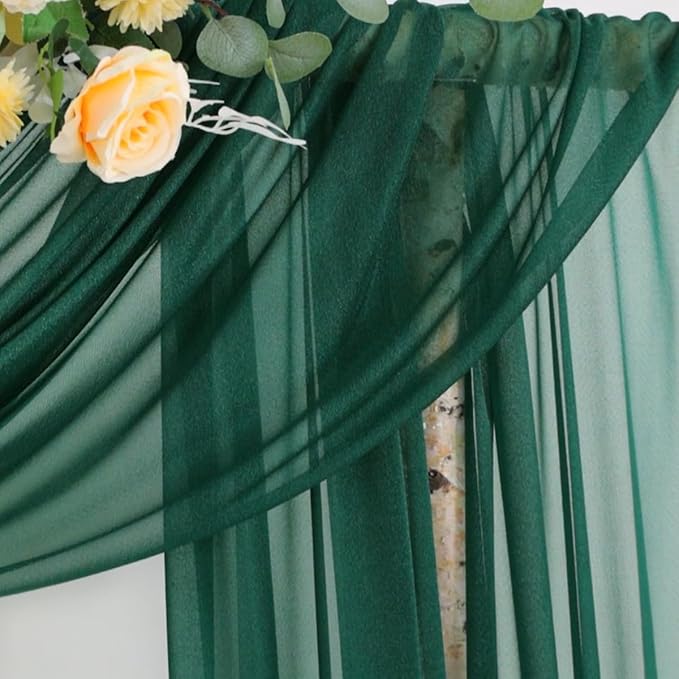 Outdoor Curtains Emerald Chiffon Wedding Arch Drape, 29 in x 6 Yards