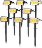 Fabrito 8 Pack Solar Spot Lights Outdoor Waterproof IP67, [108 LEDs, 4 Modes] Dusk to Dawn Spotlights with 1500mAh Battery for All Night, Landscape Lights for Tree, Yard, Pool, Pathway, Warm White