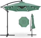Best Choice Products 10ft Solar LED Offset Cantilever Hanging Market Patio Umbrella, 8 Sturdy Ribs, Easy Adjustment - Seaglass