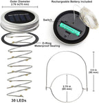 String Lights 8 Pack Solar Mason Jar Lid Lights with 30 LEDs