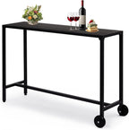 Outvita Outdoor Bar Table, 37" Height Patio Pub Table with Waterproof Frame and Adjustable Foot for Hot Tub, Patio, Backyard, Balcony, Hallway, Bistro Rectangle, Black