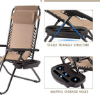 Set of 2 Zero Gravity Chairs Lounge Chair with Pillow and Cup Holder Patio Outdoor Adjustable Dining Reclining Folding Chairs for Deck Patio Beach Yard