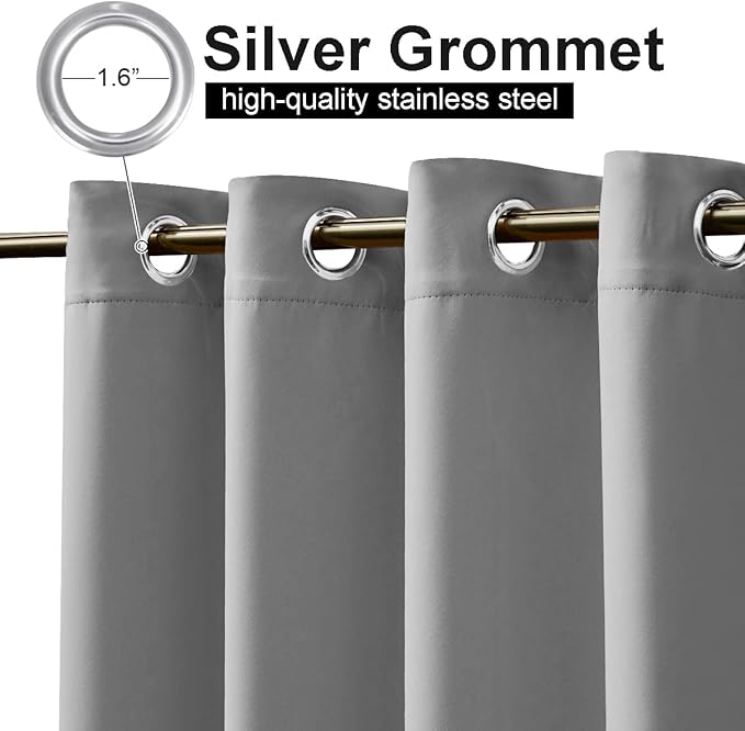 NICETOWN Outdoor Patio Curtains Extra Wide 84 in, Waterproof & Windproof Patio Shades, Rustproof Top and Bottom Grommet Thermal Insulated Drape for Porch/Cabana, Silver Gray, 2 Pieces, W84 x L84