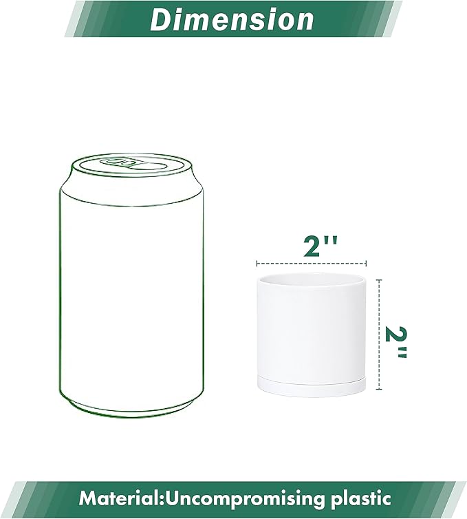 Planter Pots 24 Pack, 2 Inch Matte White Plastic with Saucers