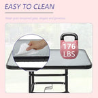 Outdoor Table Patio Table Dining Table with Tempered Glass Umbrella Hole for Lawn Balcony, Yard (Square)