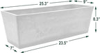 Arcadia Garden Products U65TP Plastic/Stone/Wood Composite Simplicity Window Box, No Drainage Hole (Drillable), Wide Tapered Planter, Patio Plant Container, Indoor Outdoor Planter, 25.5" x 9, Taupe