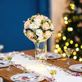 Artificial Flower Balls, 10 Pcs Champagne & White Silk Rose Centerpieces