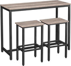 HOOBRO Bar Table and Chairs Set, 47.2” Rectangular Pub Table with 2 Stools for Small Space, High Top Table, 3-Piece Breakfast Set, Sturdy Metal Frame, Easy to Assemble, Greige BG52BT01
