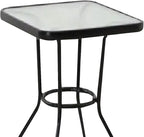 Four Seasons Courtyard Sunny Isles 24 Inch Outdoor Patio Bistro Dining Table Backyard Squared Furniture with Tempered Glass Tabletop, Black