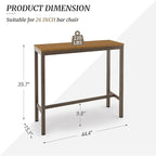 Outdoor Bar Table, 45" Patio Bar Height Counter Console Table, Waterproof HDPS Slatted Top, Weather Resistant, Hot Tub, Balcony, Yard, Indoor or Outdoor Use, Teak