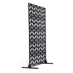 VEVOR Metal Privacy Screen, 47" W x 72" H, Outdoor Privacy Screens 5-Panel, Freestanding Outdoor Divider with Stand, Decorative Garden Steel Privacy Fence for Balcony Patio Indoor Room Black