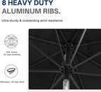 ABCCANOPY 10FT Durable Solar Led Patio Umbrellas with 32LED Lights (Jet Black)