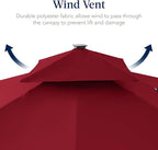 Best Choice Products 9x12ft LED Cantilever Patio Umbrella w/Base Included & 360° Rotation, Large Solar Offset Hanging Outdoor Sun Shade for Deck, Backyard Table w/Stand & Lights – Burgundy