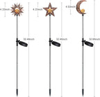 Solar Garden Stake Lights, Moon Sun Star Yard Decorations Outdoor 3 Pack Solar Garden Decor for Lawn, Pathway, Flower Bed, Memorial Garden, Patio Outdoor Gifts for Mom, Loved Ones