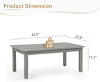 LUE BONA Outdoor Coffee Table, HDPS Patio Coffee Tables for Outside Rectangle, Adjustable Levelling Feet/Weather Resistant, Patio Table for Deck, Pool, Balcony, Indoor or Outdoor Use, Gray
