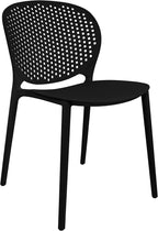 2xhome Set of 3 Patio Dining Chairs | Modern Stackable Outdoor Pool Side Chair | Weather Resistant Plastic for Yard, Porch, Balcony, Kitchen, Black