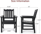 Stoog All-Weather Outdoor Bench & Chairs Set, 3-Piece Patio Furniture Set, Include 1 Garden Bench and 2 Garden Chairs, Never Rot or Fade, Black