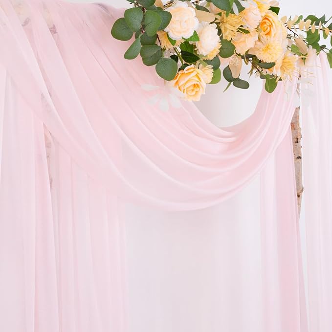 Outdoor Curtain Fabric: Blush Pink Sheer Chiffon, 29 x 236 Inch