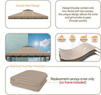 10x10 Canopy Replacement Top Double Tiered Gazebo Cover for Yard, Patio & Garden Durable Sunshade Replacement (Coffee Liqueur+Brown with lace)