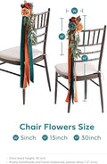 Artificial Aisle Pew Flowers 8 Pcs Dark Teal and Burnt Orange Wedding