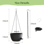 2 Pack 10 Inch Self Watering Hanging Planters for Indoor Plants, Large Black Plastic Hanging Pots with Chains for Outdoor Patio Garden Home Decor (Black)